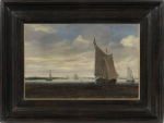 Salomon van Ruysdael - A wijdschip and other small Dutch vessels on the Haarlemmermeer, with Heemstede Castle in the distance