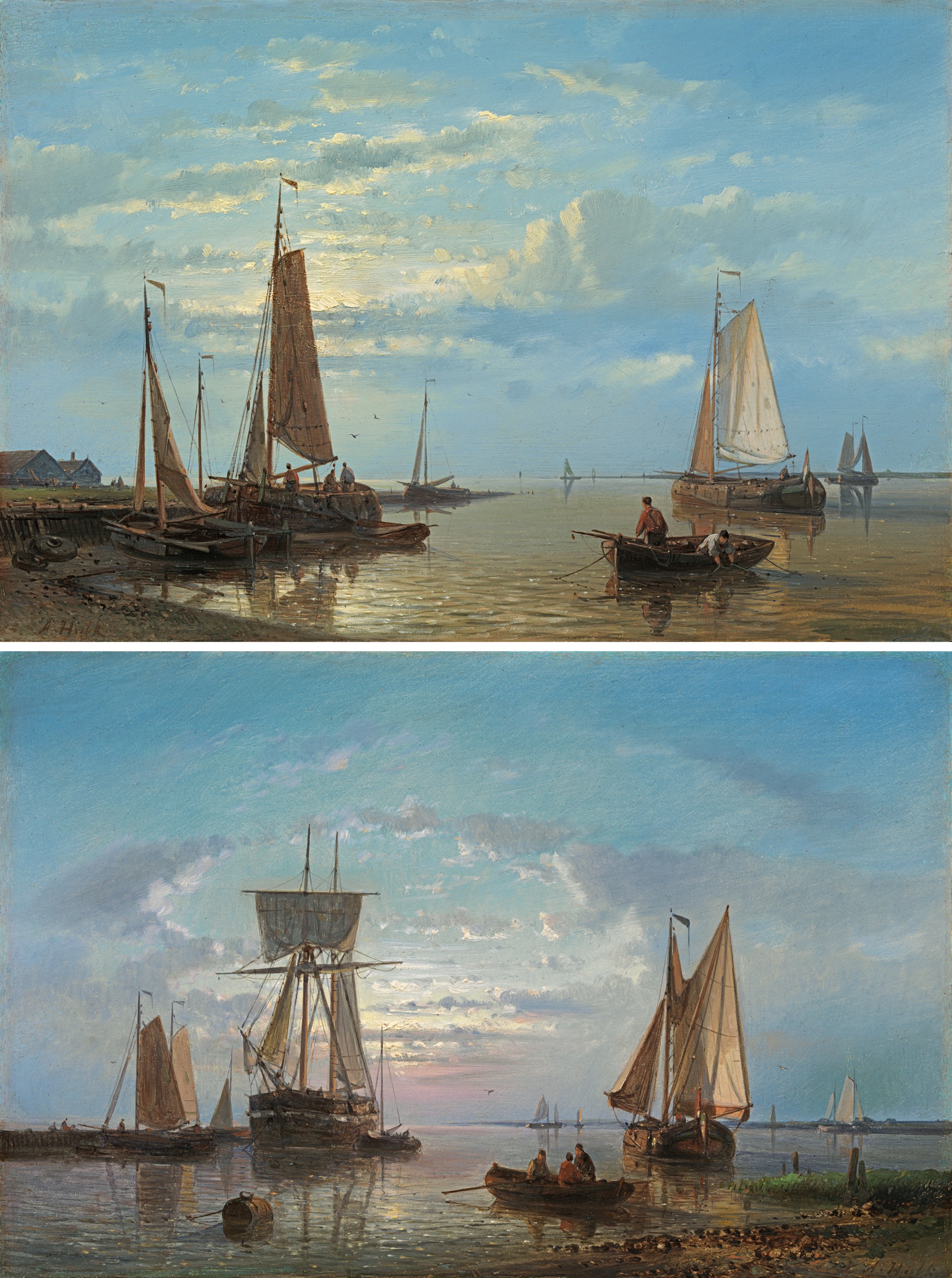 Abraham Hulk Snr - On the Scheldt, low tide: On the Scheldt, sunset