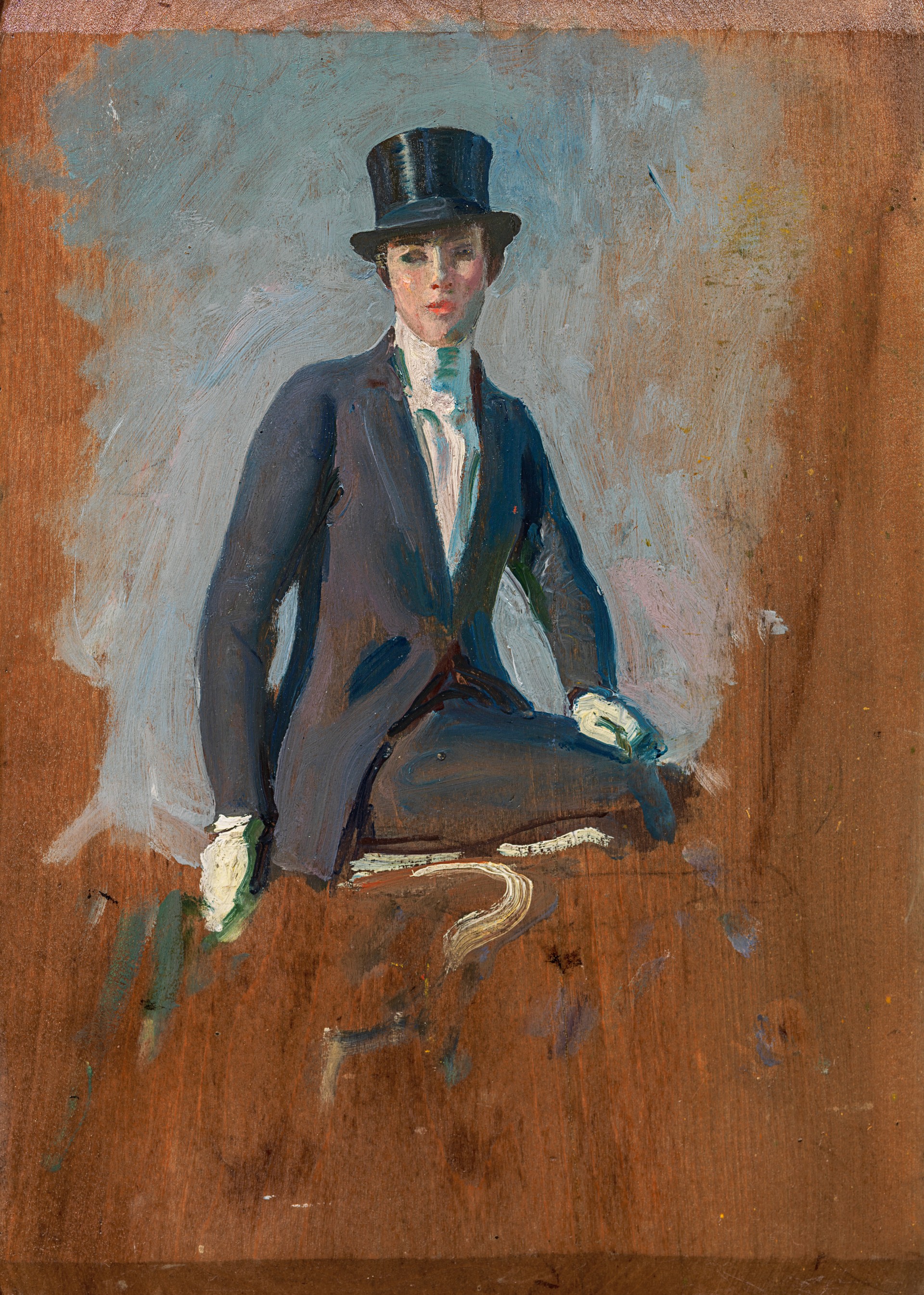 Sir Alfred Munnings - A sketch of Miss Victoria Brady for 'Mrs Helen Cutting and Misses Brady' (RA 1935)