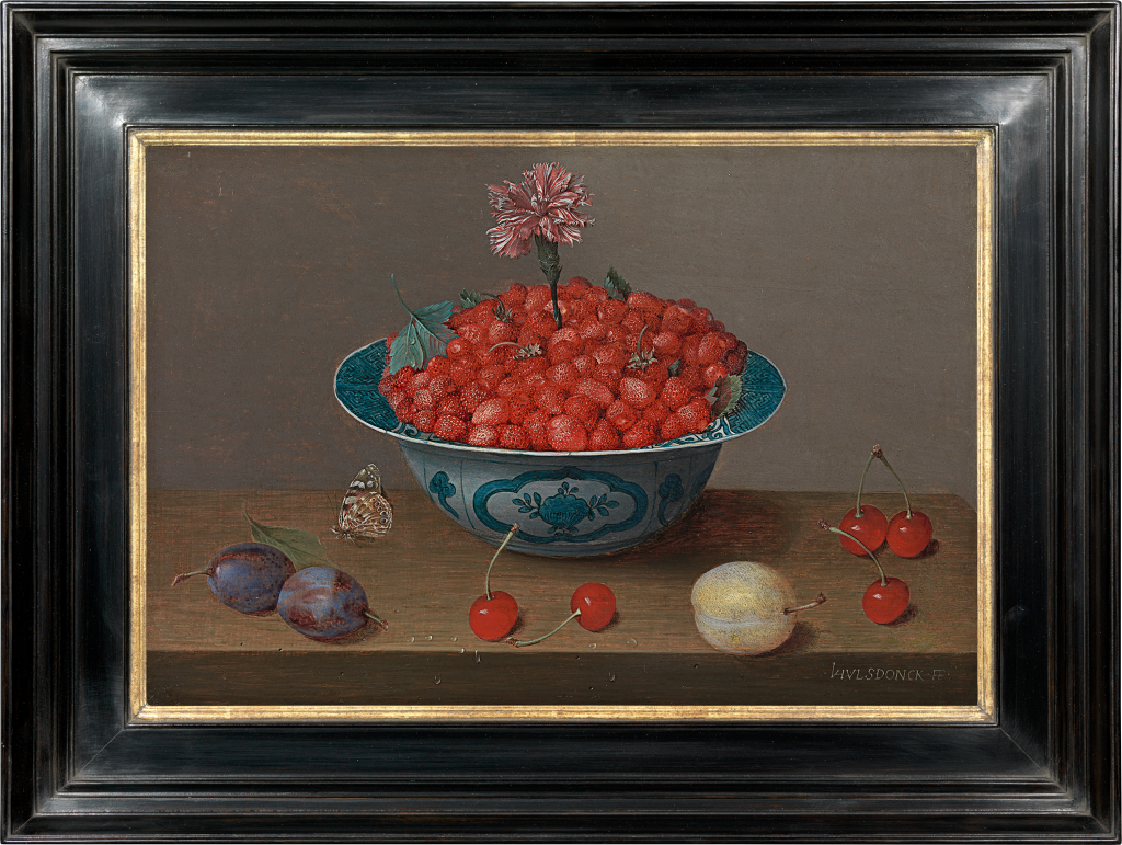 Jacob van Hulsdonck - Still life of strawberries and a carnation