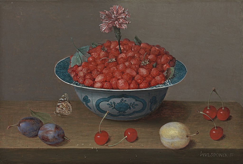 Jacob van Hulsdonck - Still life of strawberries and a carnation