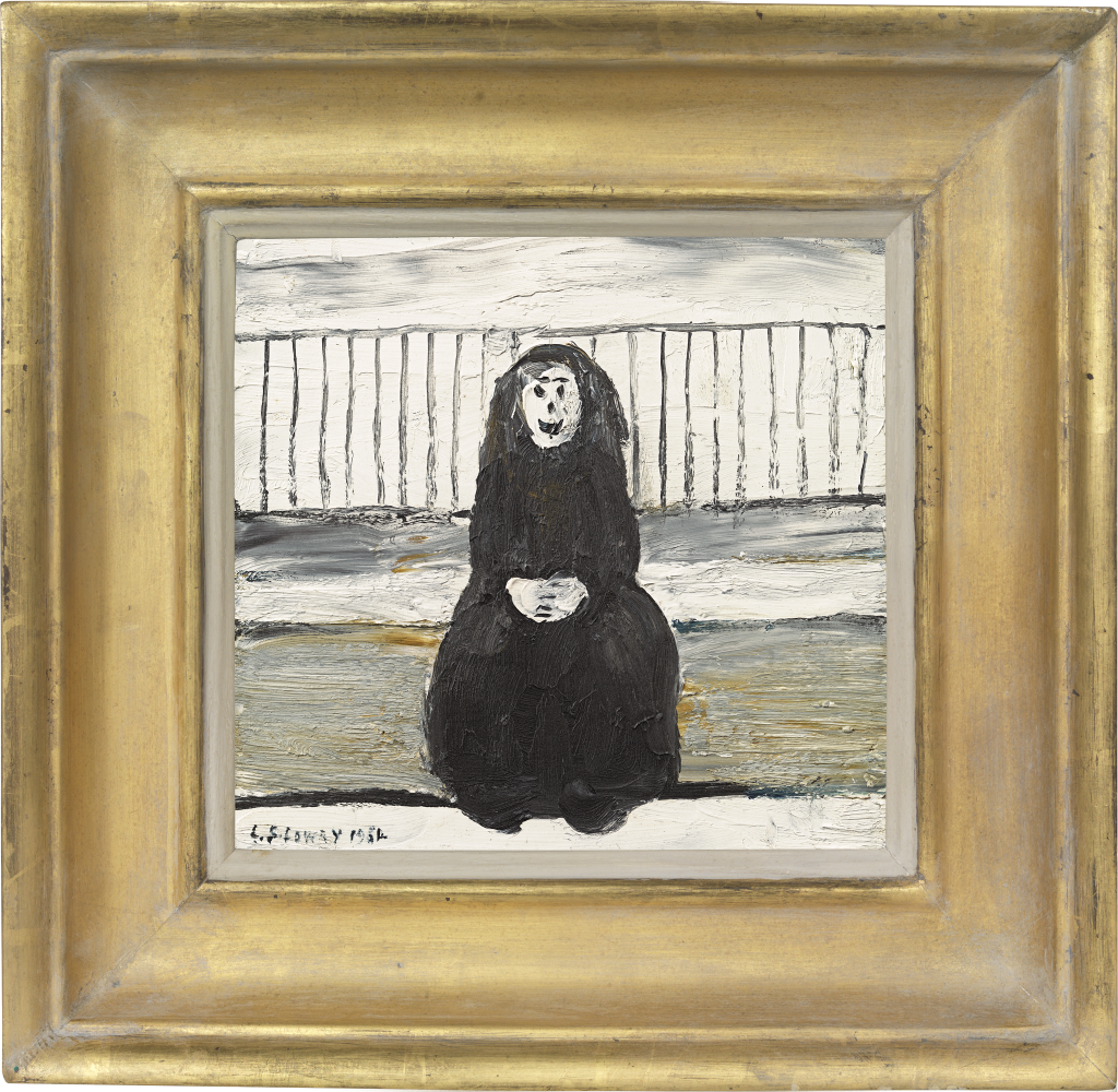 Laurence Stephen Lowry - Seated woman / Girl by railings
