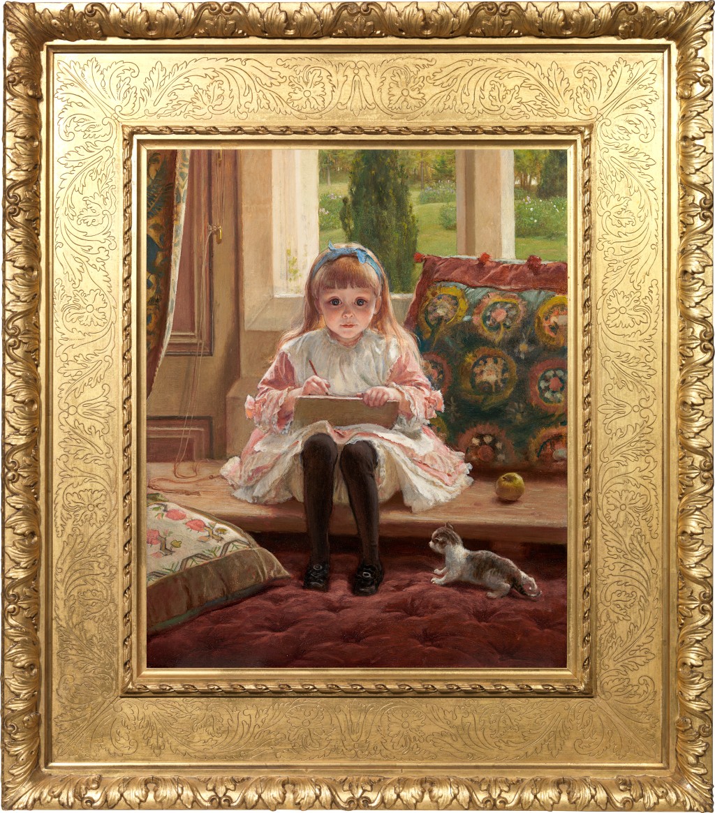Frederick Goodall - Portrait of Rica sitting in a bay window at Graeme's Dyke