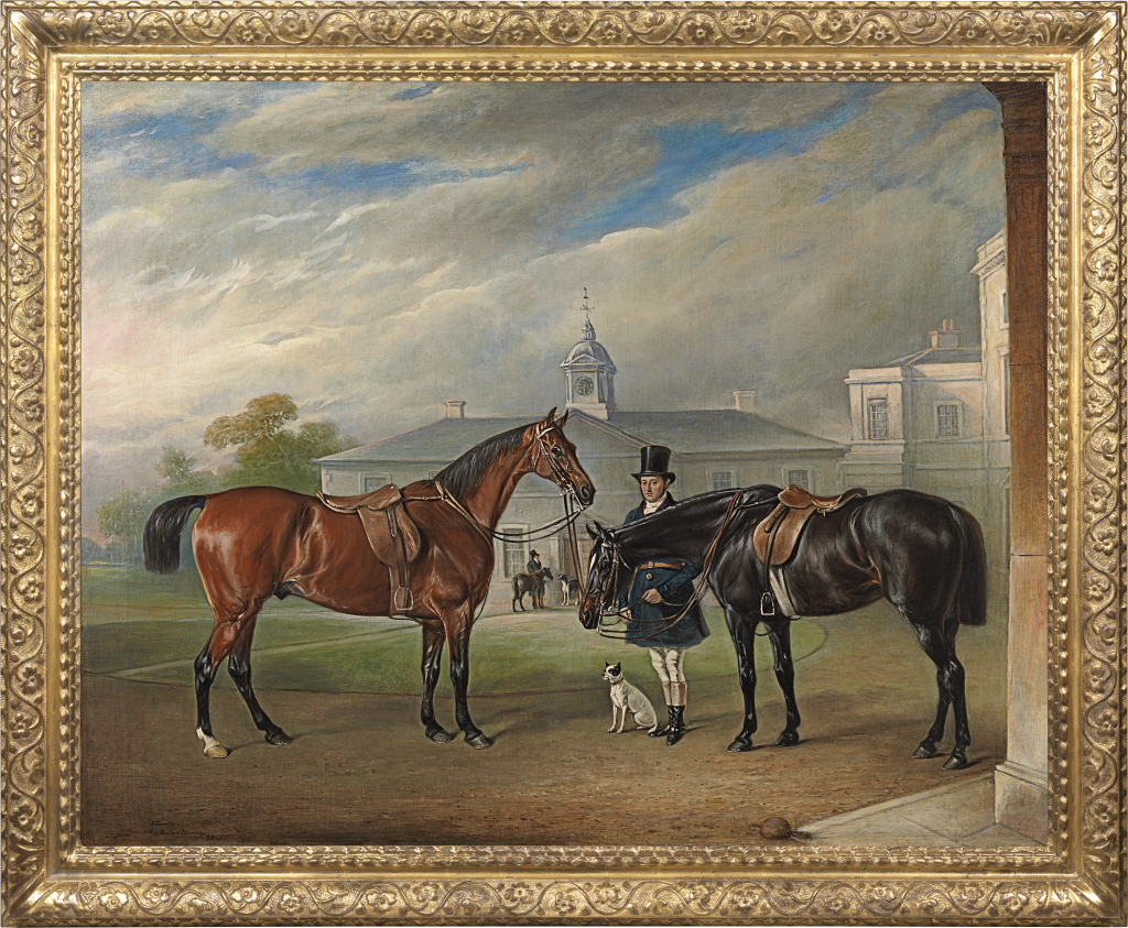 John Ferneley Snr - Sir John Thorold’s hnter with a groom at Syston Park, Lincolnshire