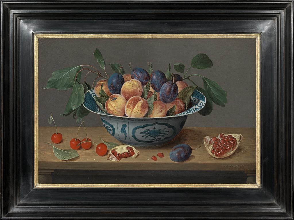 Jacob van Hulsdonck - Still life of apricots and plums