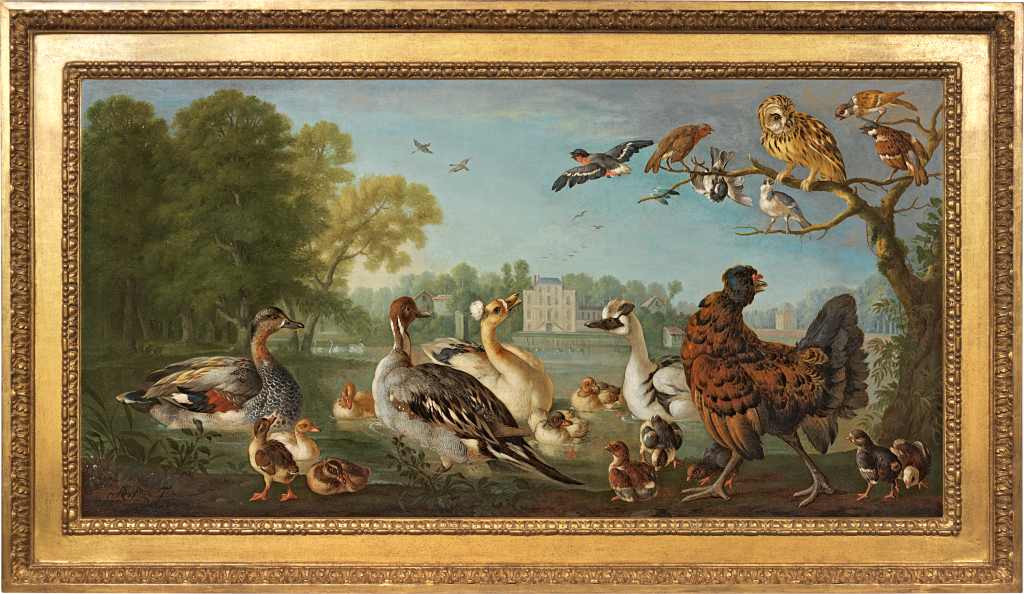 Pieter Casteels 111 - A bird piece with the poet Alexander Pope's Villa at Twickenham