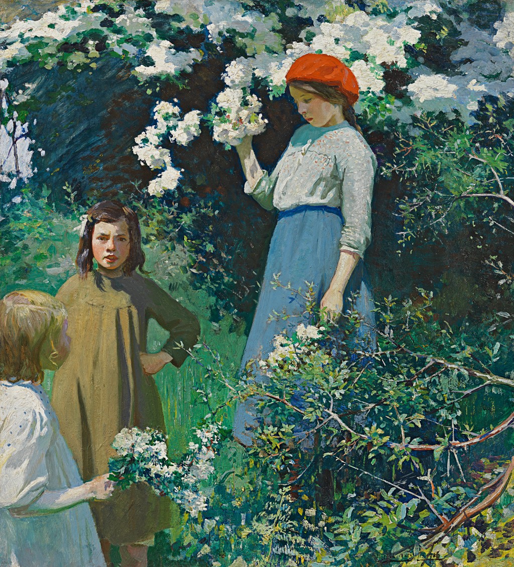 Harold Harvey - Children among blossom
