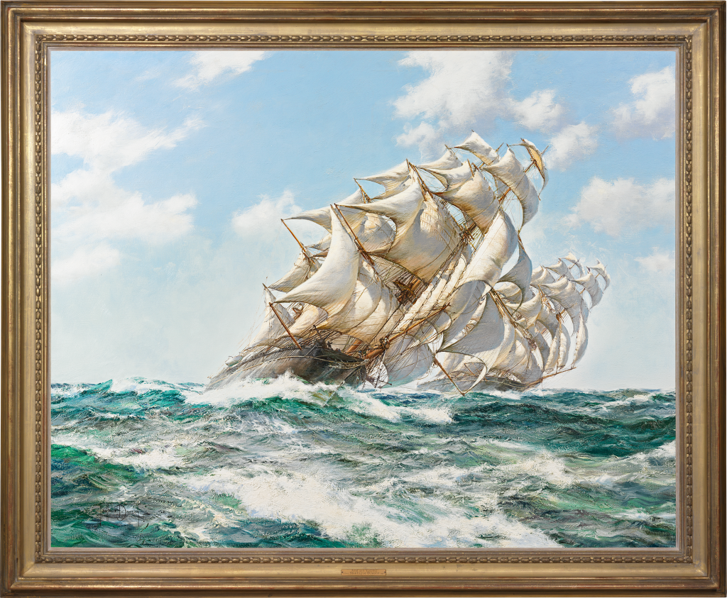 Montague Dawson - The China Tea Clippers Ariel and Taeping on 5th September 1866