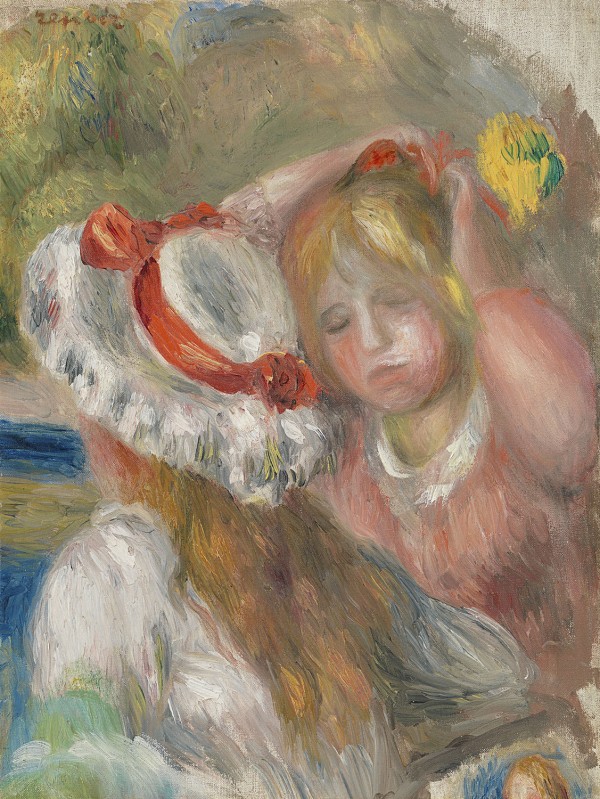 Pierre-Auguste Renoir - Chapeau au ruban rouge (deux jeunes filles)