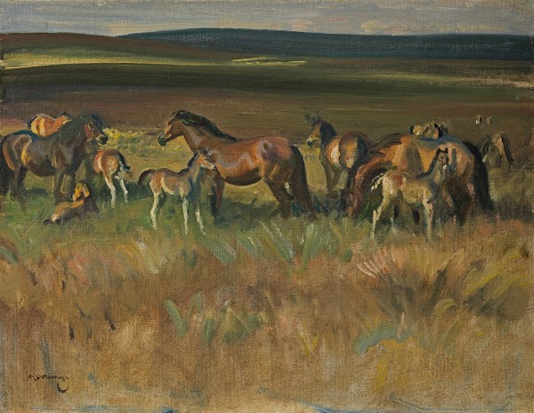 Sir Alfred Munnings - Ponies on Withypool Common, Exmoor