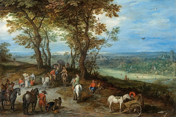 Landscape with travellers