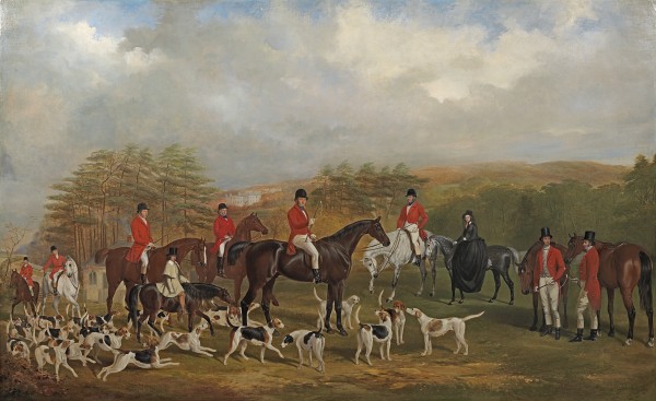Sir Edmund Antrobus and the Old Surrey Fox Hounds at the foot of the Addington Hills