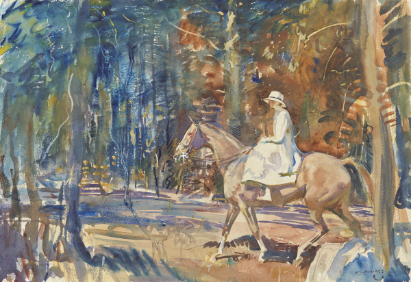 Sir Alfred Munnings - Portrait of Mrs Frederick Henry Prince (1860-1949) in the New England woods