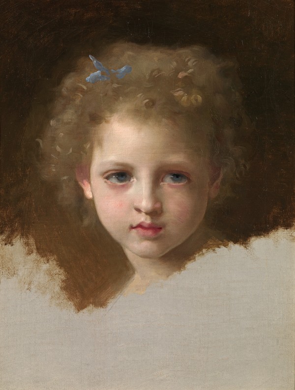 Portrait de fillette au ruban bleu