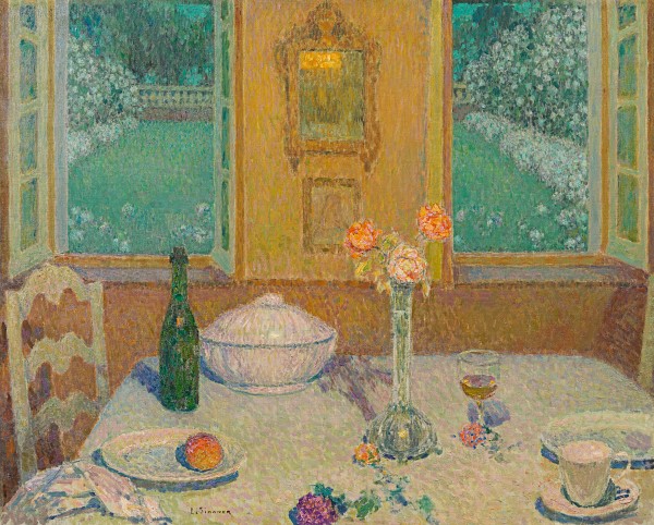 Henri Le Sidaner - La table sur le jardin fleuri au crépuscule, Gerberoy