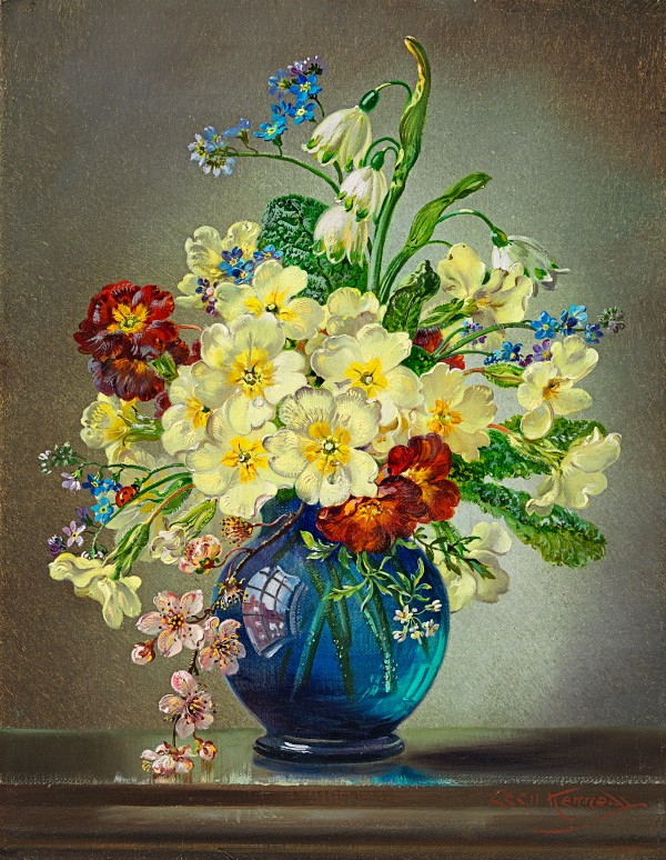 Cecil Kennedy - Bouquet of spring flowers in a blue vase