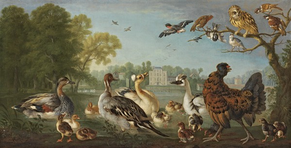 A bird piece with the poet Alexander Pope's Villa at Twickenham