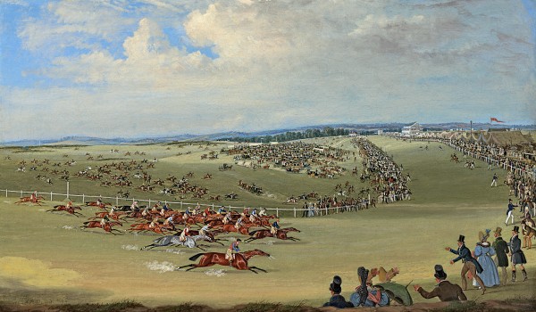 The Derby, Epsom, 23rd May 1833: here they come, passing Tattenham Corner