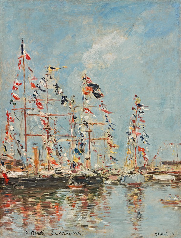 Eugene Boudin - Deauville, bateaux pavoises dans le bassin