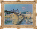 Gustave Loiseau - Le pont suspendu d'Elbeuf, soleil
