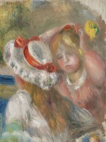 Pierre-August Renoir - Chapeau au ruban rouge (deux jeunes filles)