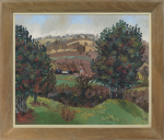 Sir Cedric Lockwood  Morris, 9th Bt. - A Suffolk landscape with Steps Farm and Stoke-by-Nayland church