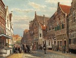 Cornelis Springer - The Wijdstraat, Oudewater in summer