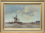 Edward Seago - Spritsail barges at low water, Pin Mill