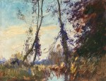 Edward Seago - Trees on a backwater - Norfolk