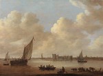 Jan van Goyen - A view of Rupelmonde Castle on the Scheldt, with boats in the foreground