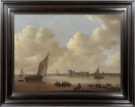 Jan van Goyen - A view of Rupelmonde Castle on the Scheldt, with boats in the foreground