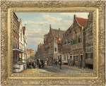 Cornelis Springer - The Wijdstraat, Oudewater in summer