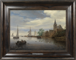 Salomon van Ruysdael - River landscape with sailing boats by a village
