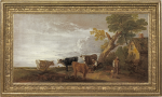 Thomas Gainsborough - Open landscape with a peasant, a milkmaid, four cows and a cottage