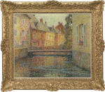 Henri Le Sidaner - Le canal, soleil, Gisors (Les maisons sur la riviere)