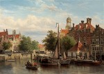 Cornelis Springer - View on the Singel canal in Amsterdam