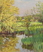 Vanessa Bell - The pond at Charleston looking towards Tilton