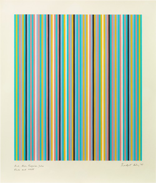 Bridget Riley - Red, blue, turquoise, yellow, black and white, 1981