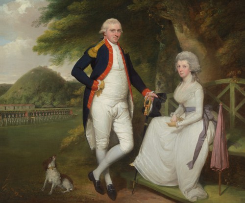 Robert Home - Portrait of Lieutenant-Colonel William Sydenham (1752-1801) and his wife Amelia, with St Thomas's Mount, Madras in the background