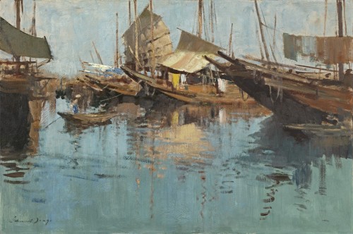 Edward Seago - Junks at North Point, Hong Kong