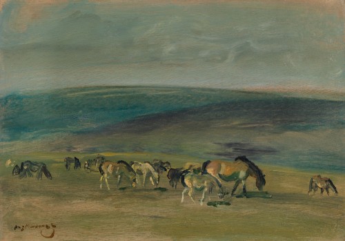 Sir Alfred Munnings - Ponies grazing on Exmoor