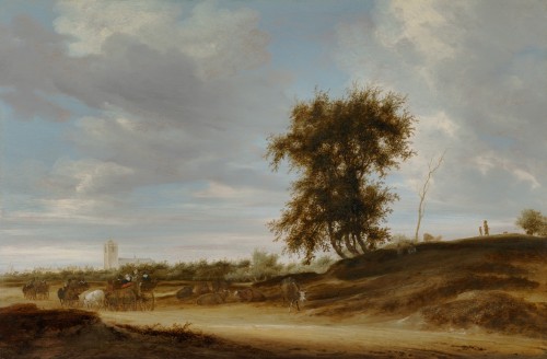 Salomon van Ruysdael - Landscape with wagons on a sandy road