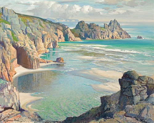 Samuel John Lamorna Birch - Pedn Vounder and the Logan Rock, Land’s End