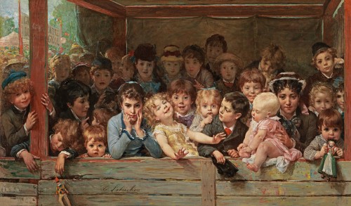Timoleon Marie Lobrichon - Watching the Punch and Judy Show