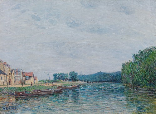 Gustave Loiseau - Barques, quai du Pothuis a Pontoise