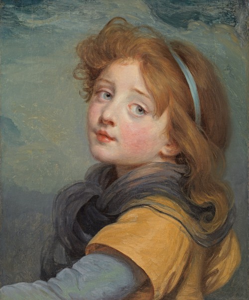 Jean Baptiste Greuze - Jeune fille au ruban bleu dans les cheveux