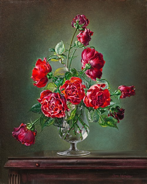 Cecil Kennedy - Crimson Glory roses in glass
