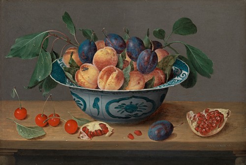 Jacob van Hulsdonck - Still life of apricots and plums