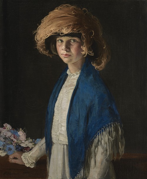 Sir William Nicholson - Nancy in a feather hat (The artist's daughter)