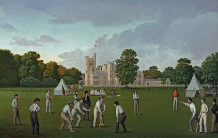 A cricket match at Canford Manor, Dorset in 1855